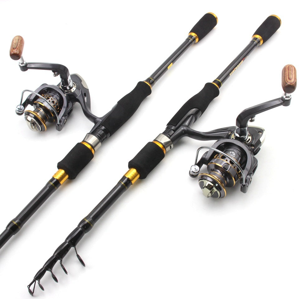 Wholesale Retractable Lure Rod Set Straight Handle Lure Spinning Reel Lure Bait Combination European and American Popular Fishing Gear