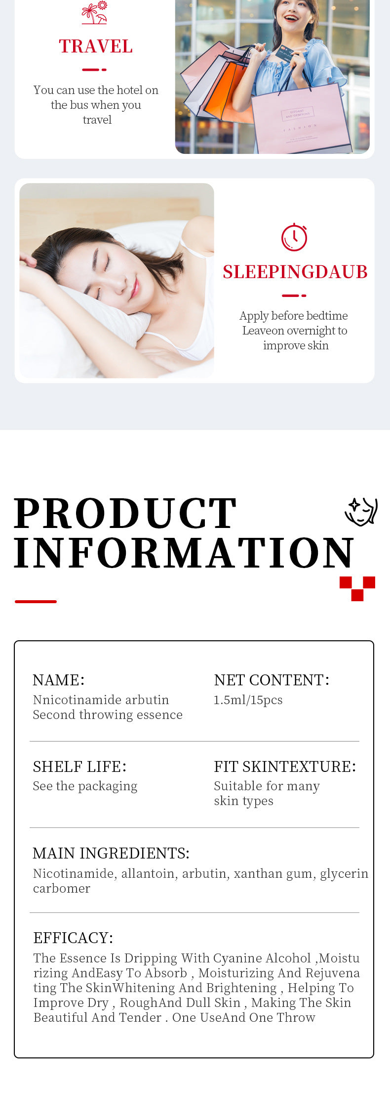 Niacinamide Whitening Ampoule Serum SADOER Arbutin Hydrating and Brightening Essence Cross-Border Wholesale