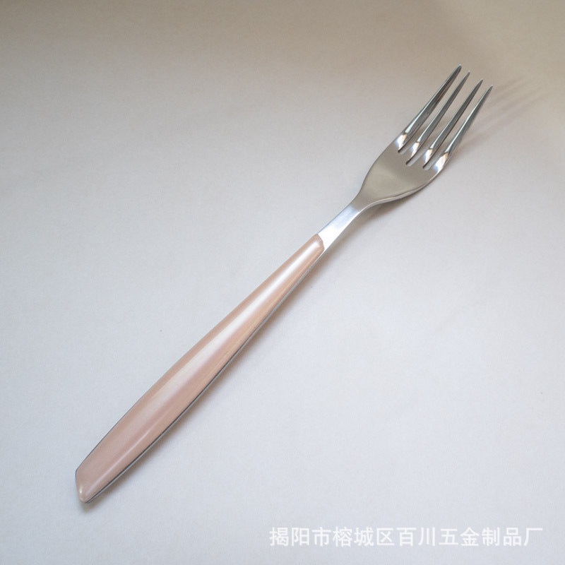 Square Handle High-End Thickened Stainless Steel Western Cutlery Hotel Knife Fork Spoon Set Cutlery Steak Knife Fork Wholesale Factory