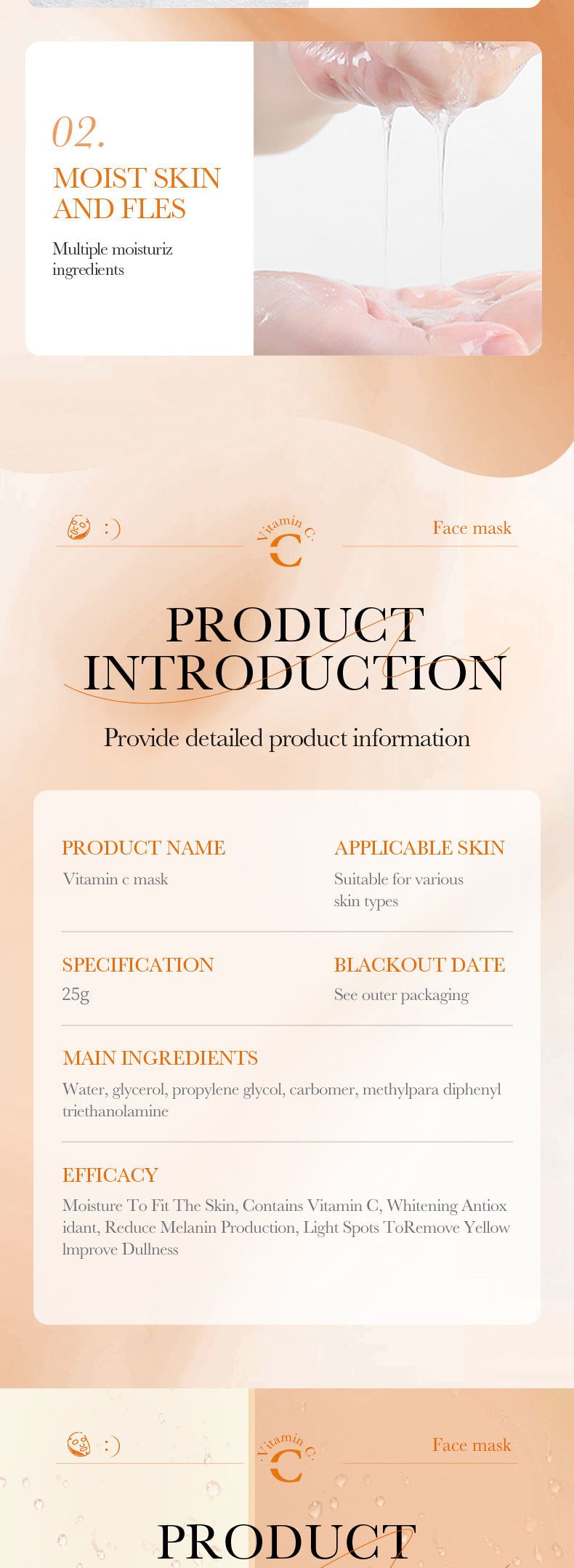 Full English Mask25g BIOAOUA Dimension C Retinol Hydrating Moisturizing Mask Sheet Pack  Wholesale