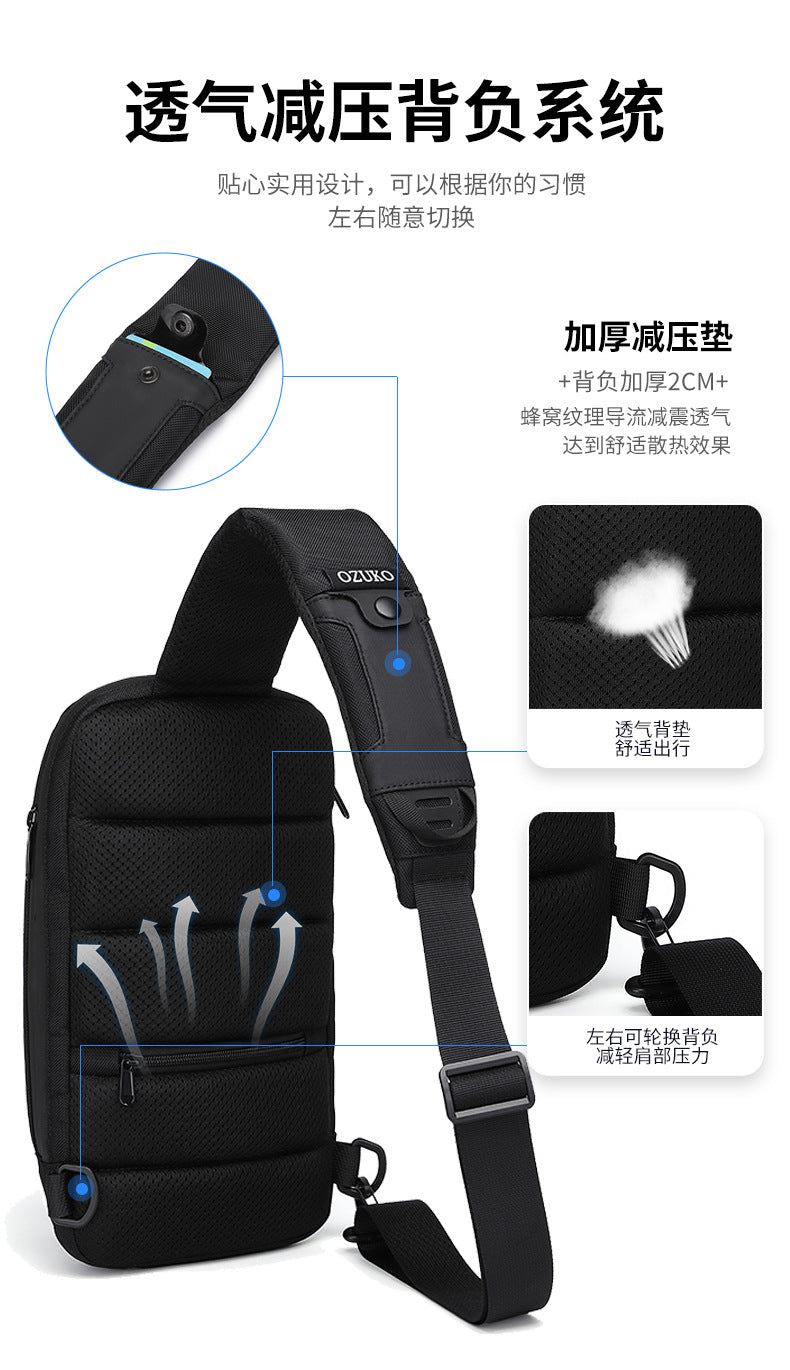 ozuko New Men's Chest Bag Casual Versatile Crossbody Bag Waterproof Anti-theft Men's Bag Crossbody Bag High-end Feel