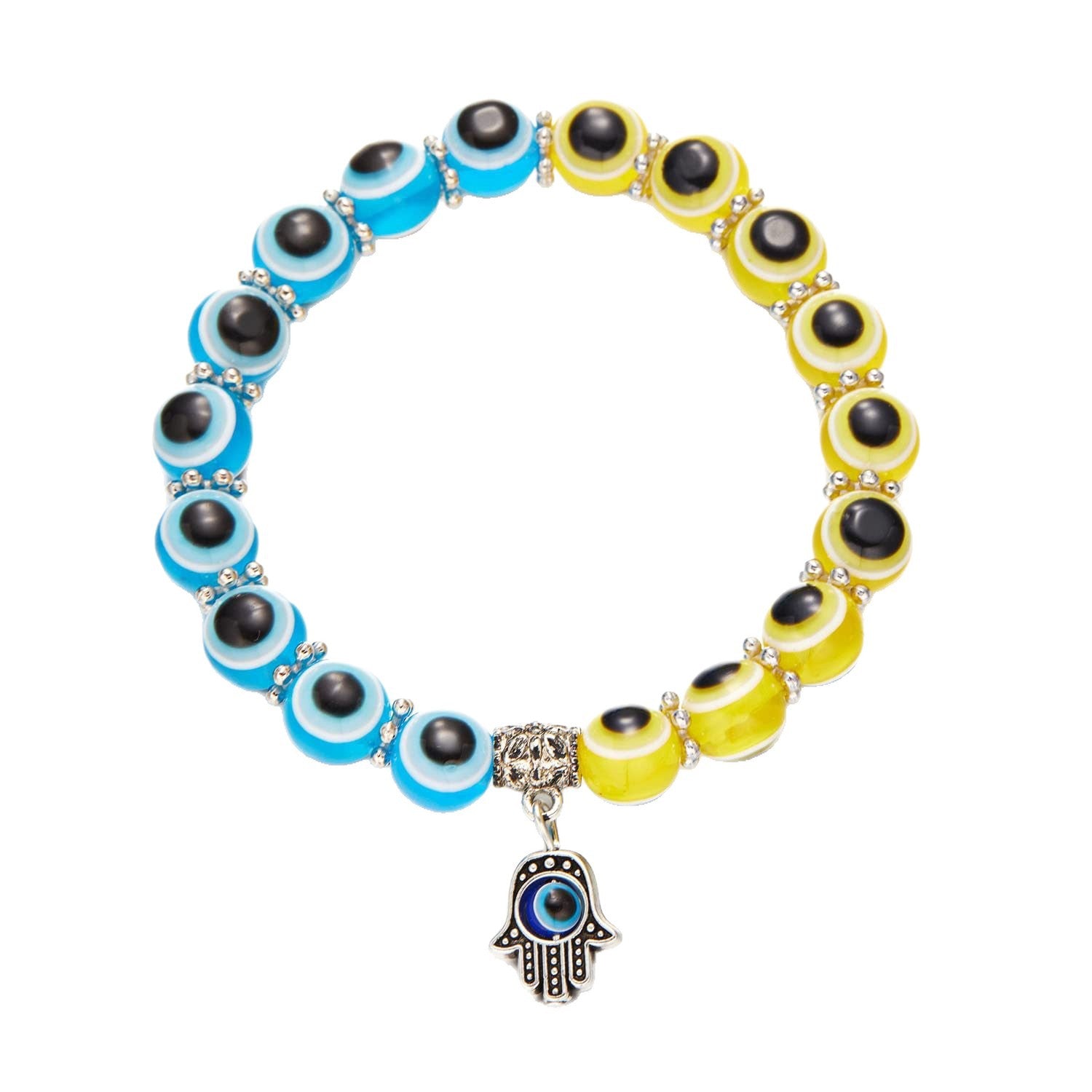 Men's Demon Eye Bracelet Palm Pendant Resin Evil Blue Eye Beads Fatima Palm Bracelet