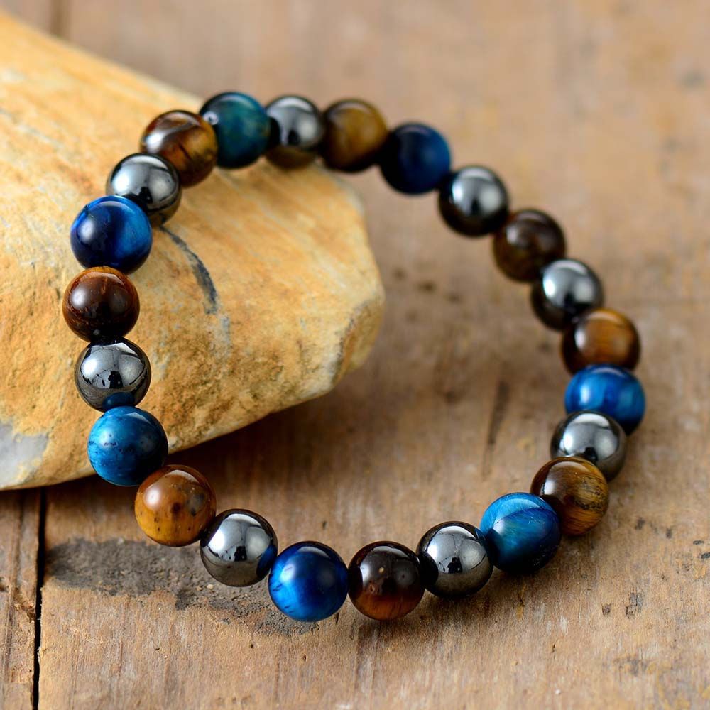Hot-Selling Tiger Eye Stone Black Gallstone Bracelet Unisex Silver Bracelet Manufacturer Direct Wholesale