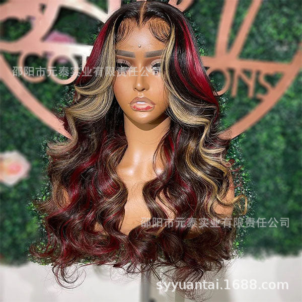 Highlight Wig Red Black 13X4 Synthetic Lace Front Wigs