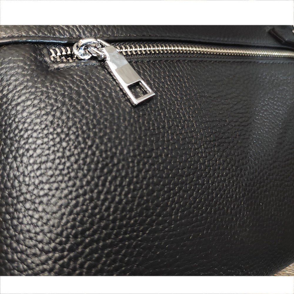 Business Commuting Genuine Leather Clutch Bag for Men, Casual Large Capacity Top Layer Cowhide Men's Handheld Wallet Phone Bag