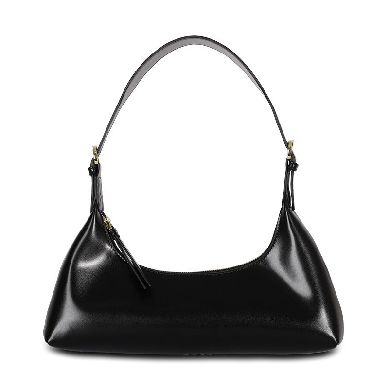 Factory2024New Fashion Retro Soft Leather Underarm Bag Niche Design Simple Single Shoulder Commuter Bag