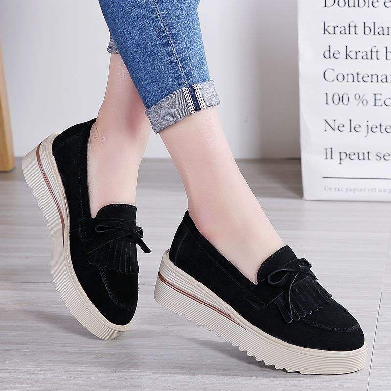 VIVIDENT New Spring and Autumn Platform Shoes for Women, Thick Sole Wedge, Large Size Slip-On Casual Mom Shoes