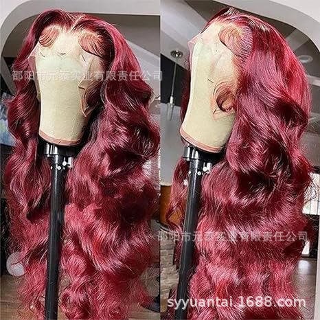 Dark Burgundy13X4  Lace Front Wig Body Wave Deep Purple Wigs