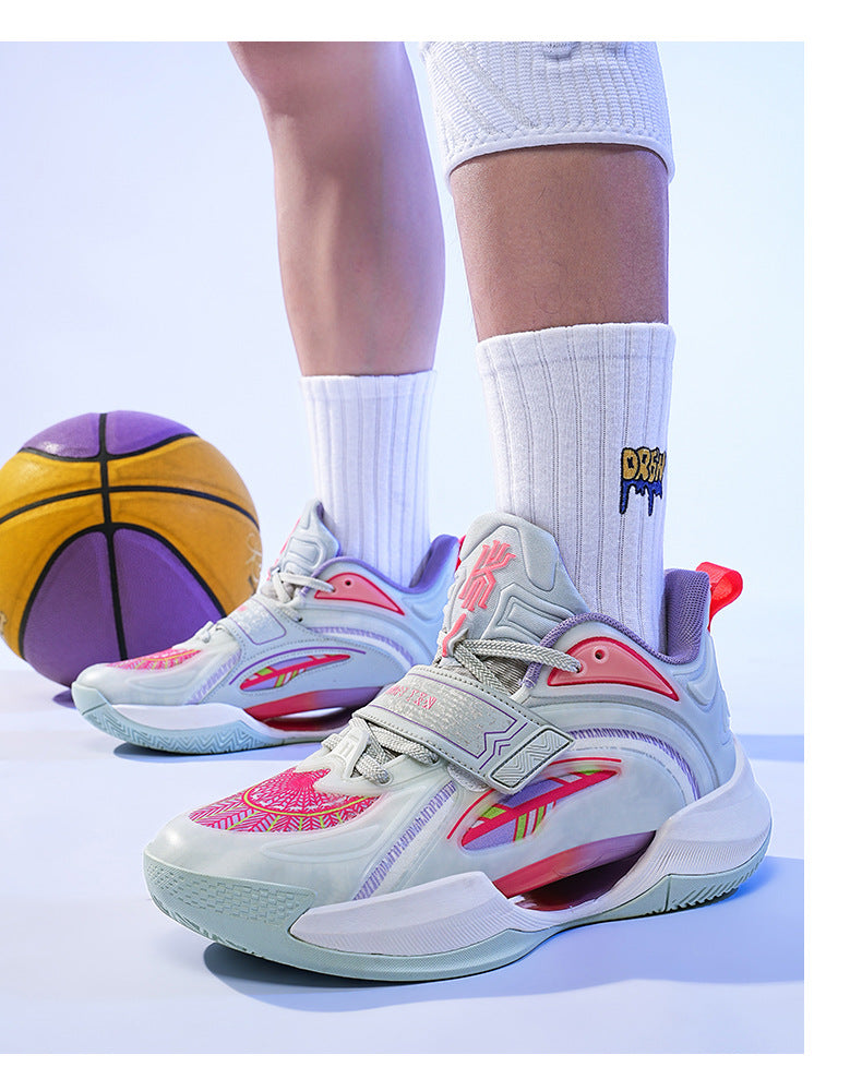 Plus Size Trendy Fashion Mesh Breathable Sports Shoes Youth Training Combat High Elastic Wear-Resistant Basketball Shoes