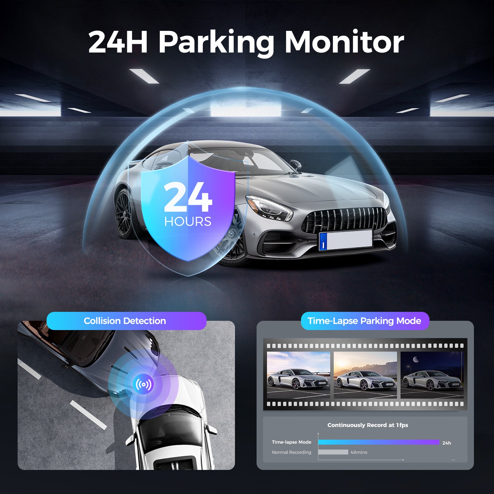 V26C4K Dual-lens Dash Cam HD Ultra Wide Angle Night Vision WiFi Front and Rear Double Recording GPS Car
