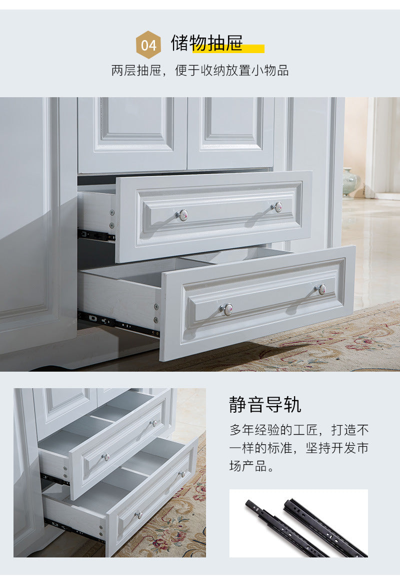 Economical Cabinet Three or Four Doors Bedroom Wardrobe Storage Panel Multi-Functional Assembly European Style Multi-Functional Storage Closet