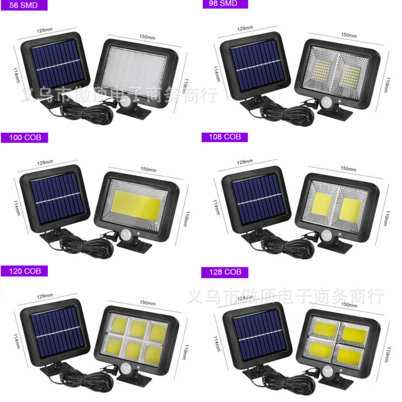 Outdoor Solar Human Body120COB Split Sensor Light100COB Garden lamp 56LED Wall lamp with remote control