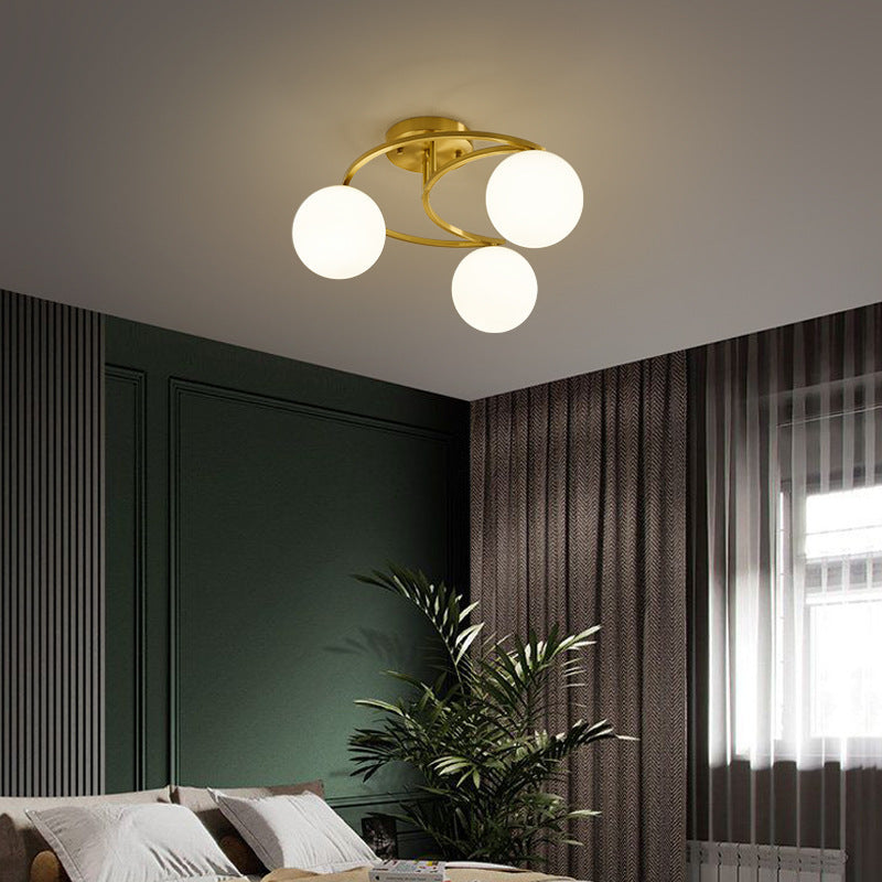 All-Copper Ceiling Light Nordic Style Bedroom Light Modern Simple Elegant Master Bedroom Room Light Creative Personality Living Room Light