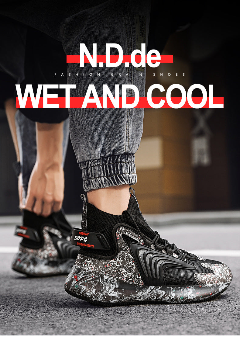 2025New National Fashion Casual Shoes Breathable Mesh Patchwork Men's Shoes Thick Sole Height Increasing Non-Slip Wear-Resistant Sports Shoes