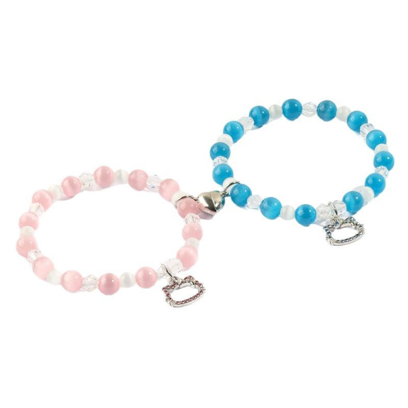kitty Cat Pendant Bracelet Spider Moon Butterfly Couple Bracelet Friendship Gift Card Heart Magnetic Bracelet