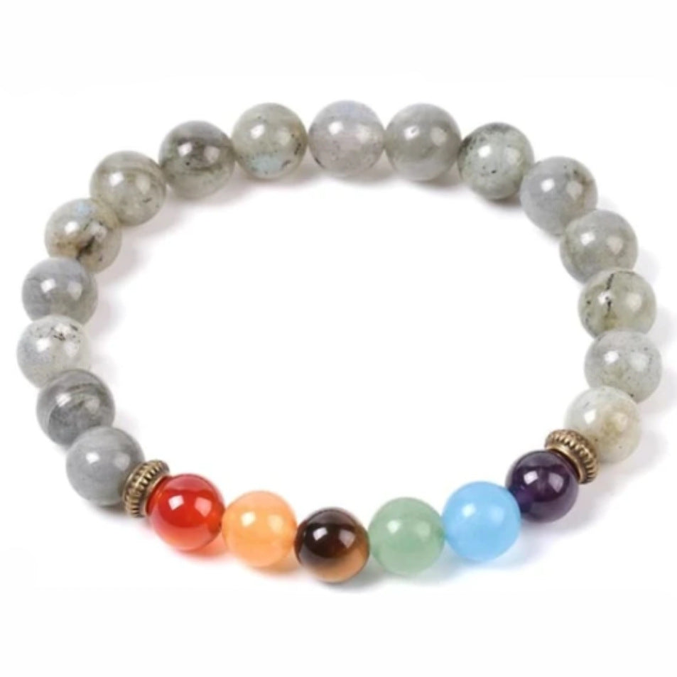 108Pink Quartz Bracelet Lotus Lucky Tree Pendant Labradorite Braided Bracelet Agate Tiger Eye Elastic Bracelet