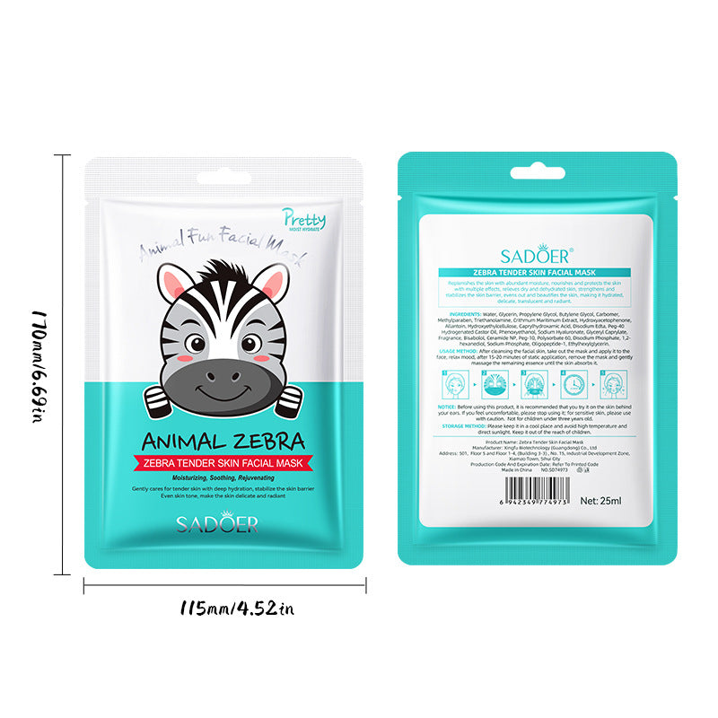 Full English Animal Zebra Pattern Skin Rejuvenation Mask SADOER Moisturizing and Hydrating Face Mask  Wholesale