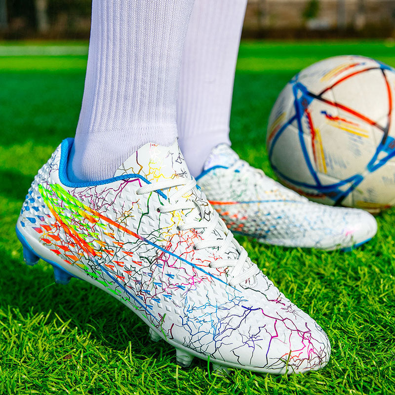 New professional football shoes for men and women AG Long Spike Colorful Multi-Color Youth Student Grass Competition Training Shoes