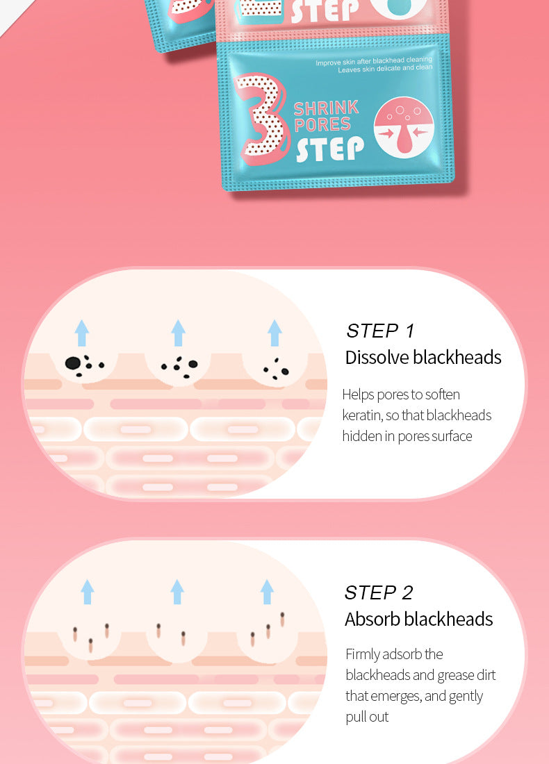 Three Steps to Remove Blackheads Nose Strips SADOER Skin Care Products T District Nursing Set Cross-Border Foreign Trade Wholesale