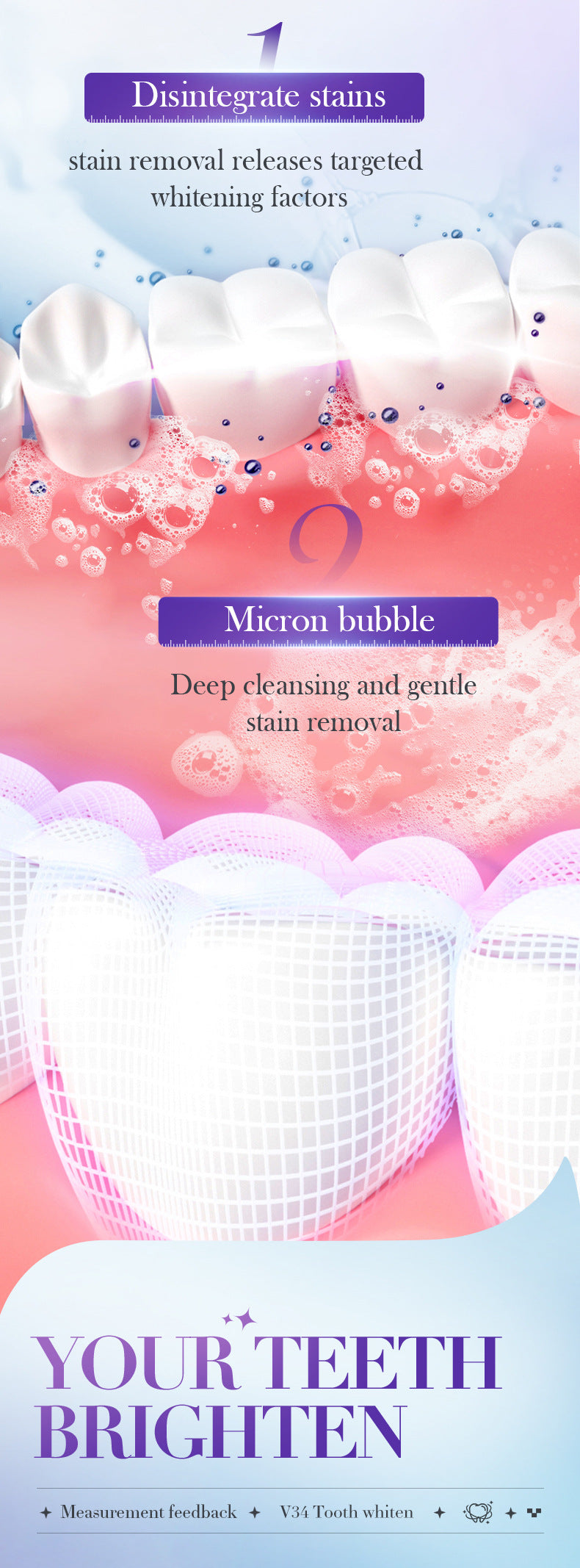 V34Whitening Teeth Strips SADOER Deep Cleaning Teeth Clean Toothpaste Cross-Border Foreign Trade Wholesale