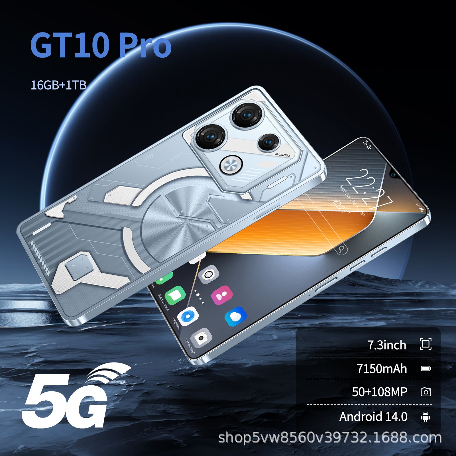 Hot Sale GT10 Pro 5g Android Smartphone16+1T Factory Direct Sales Mobile Phones