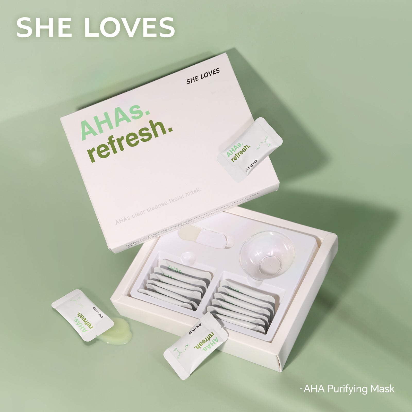 AHAsMask Fruit Acid Clear Skin Mask Hydrating Moisturizing Soothing Blackhead Improvement Application Mask Set