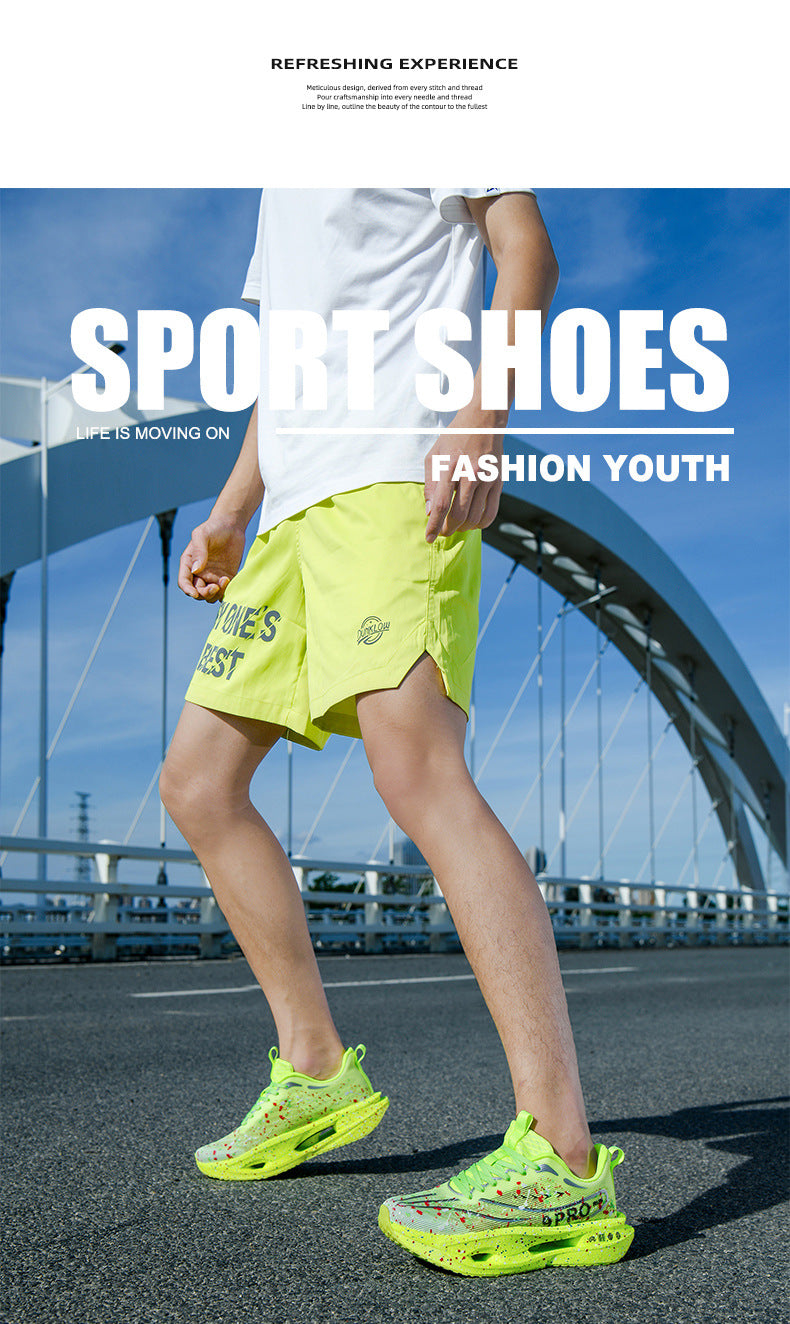 Autumn New Red Rabbit9Fluorescent Breathable Comfortable Couple Sports Shoes Ultra-Light Cushioning Rebound Anti-Slip Wear-Resistant Running