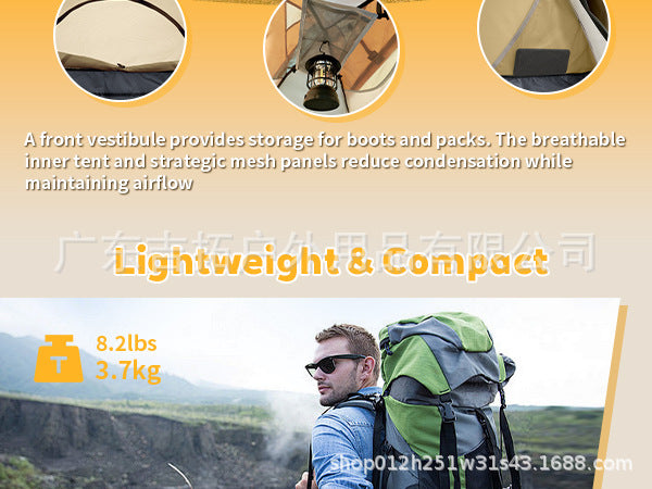 New Mountaineering Tent Double Person Double Layer Aluminum Pole Four Seasons Outdoor Camping Tent Windproof Rainproof Tent One Room One Hall