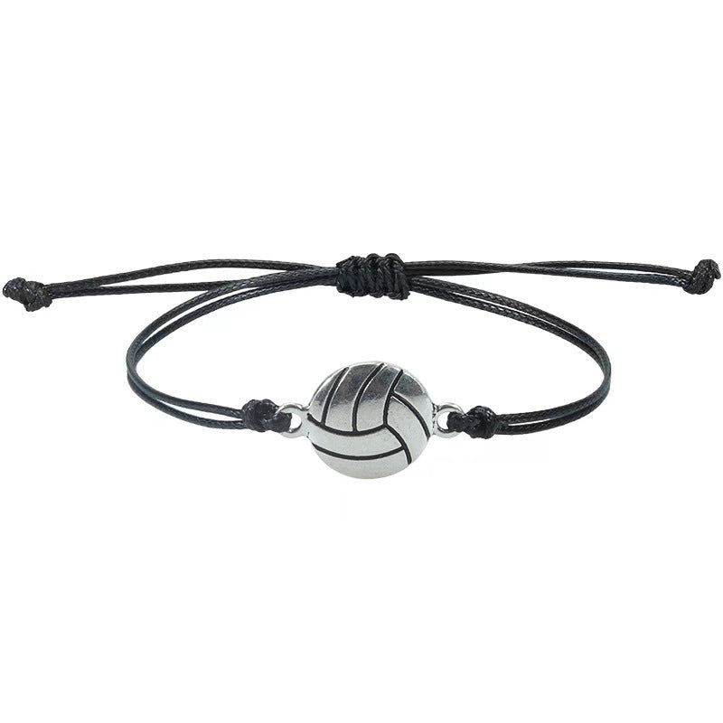 Basketball Wax Line Simple Bracelet Men's Holiday Gift Football Baseball Alloy Pendant Fan Sports Woven Bracelet