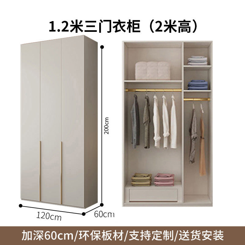 Custom Solid Wood Wardrobe for Home Bedroom Modern Simple Cream Style Hot-Selling Storage Cabinet One-Door to Ceiling Large Wardrobe
