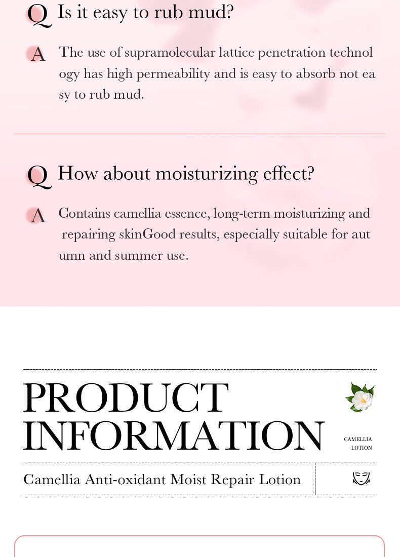 Camellia Lotion100ml BIOAOUA Moisturizing and Hydrating Body Lotion Cross-Border Wholesale