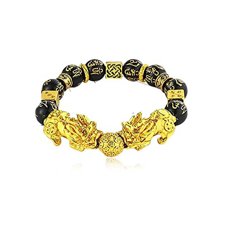 Vietnam Sand Gold Pixiu Bracelet for Men and Women Imitation3D Hard pure gold99Obsidian Wealth-Attracting Pichu Buddha Bead Jewelry Long-Lasting Color