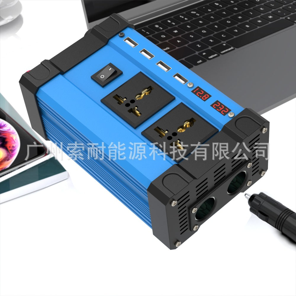 Car Adapter Small Electrical Device300W/500W Inverter12V Turn110V/220V 4个USB Mouth2Socket