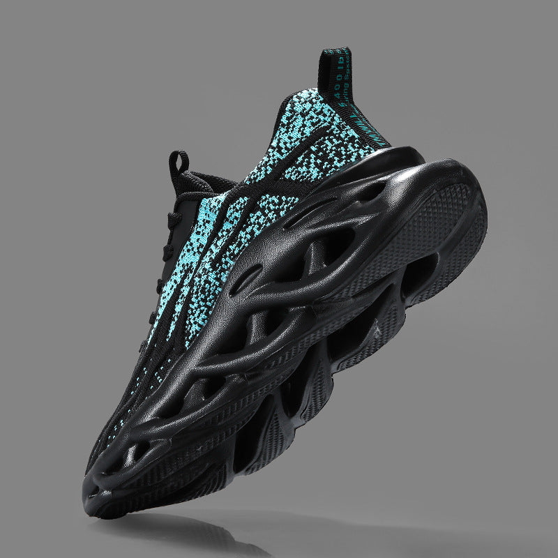 Summer Flyknit Breathable Running Shoes Braided Sole Casual Sports Shoes Men's Lightweight Trendy Shoes Professional Racing Running Shoes