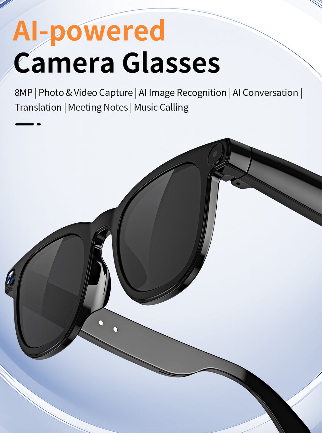 V3Smart Glasses800100 Megapixel Camera AI Translation Character Recognition Anti-Shake1200P Video Recording Audio Recording