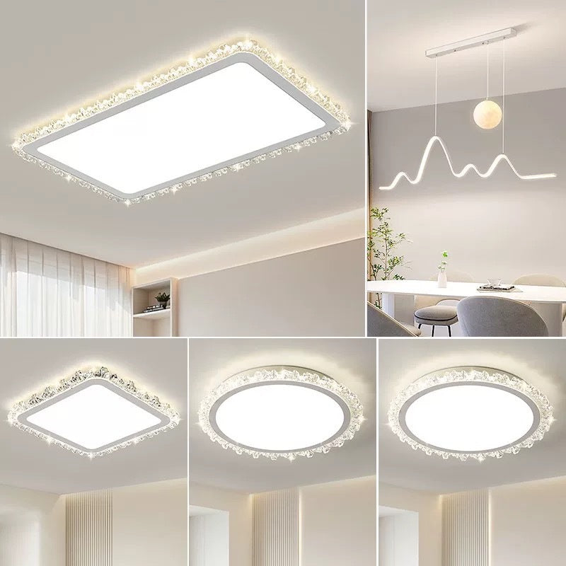 Light Luxury Living Room Ceiling Lamp2025New Year's Crystal Lamp High-end Bedroom Main Lamp Round led Eye Protection Lighting