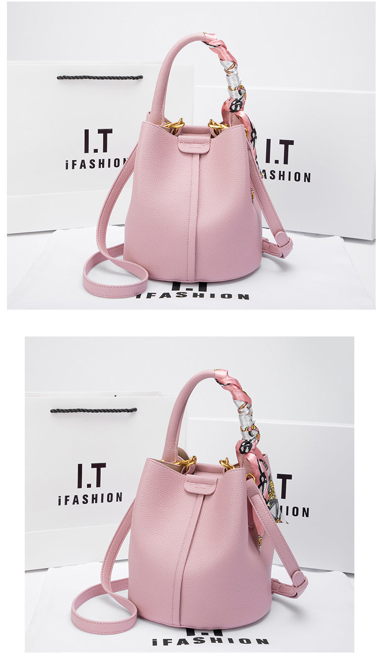 Genuine Leather Bucket Bag2024New high-end women's summer crossbody bag large capacity basket cute ladies' bag