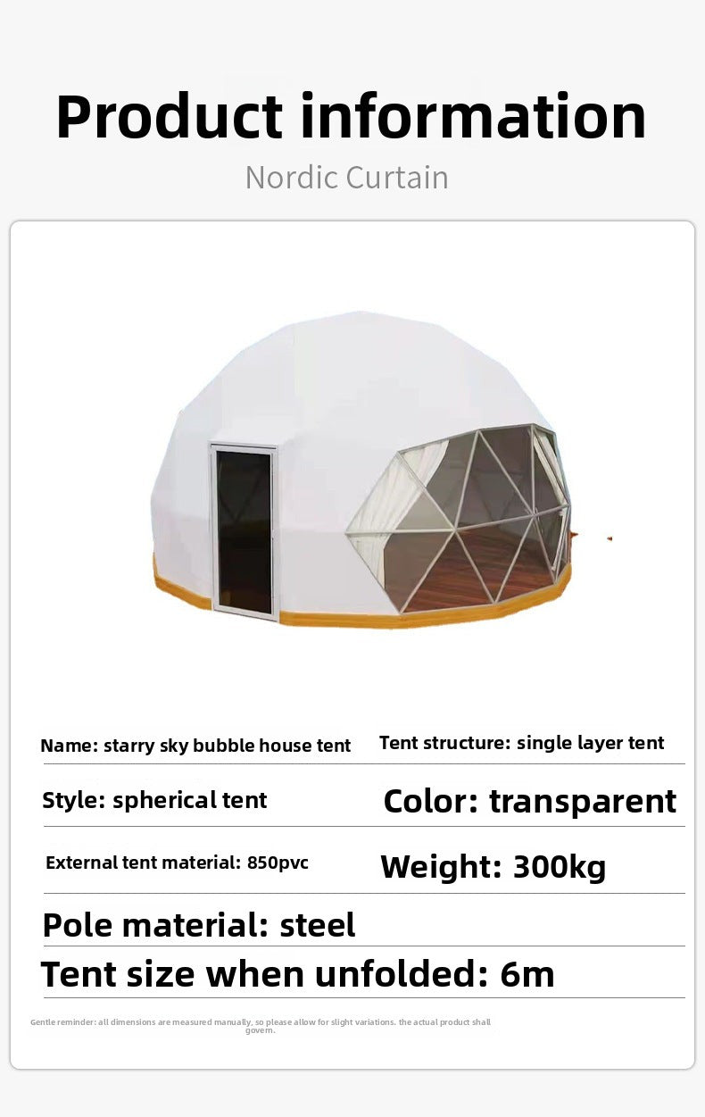 Outdoor Spherical Tent Starry Sky Tent Hotel Windproof Rainproof Semi-Transparent Tent Cabin Tent diy Bubble House