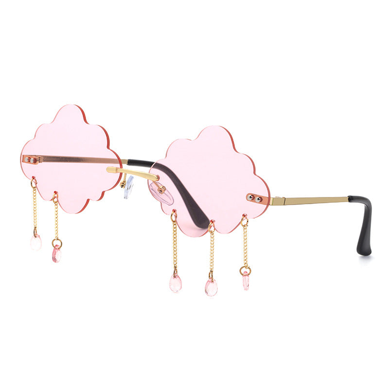 New Sunglasses for Women with Pendant Cloud Design, Trendy Personality Party Funny Ocean Film Prom Sunglasses