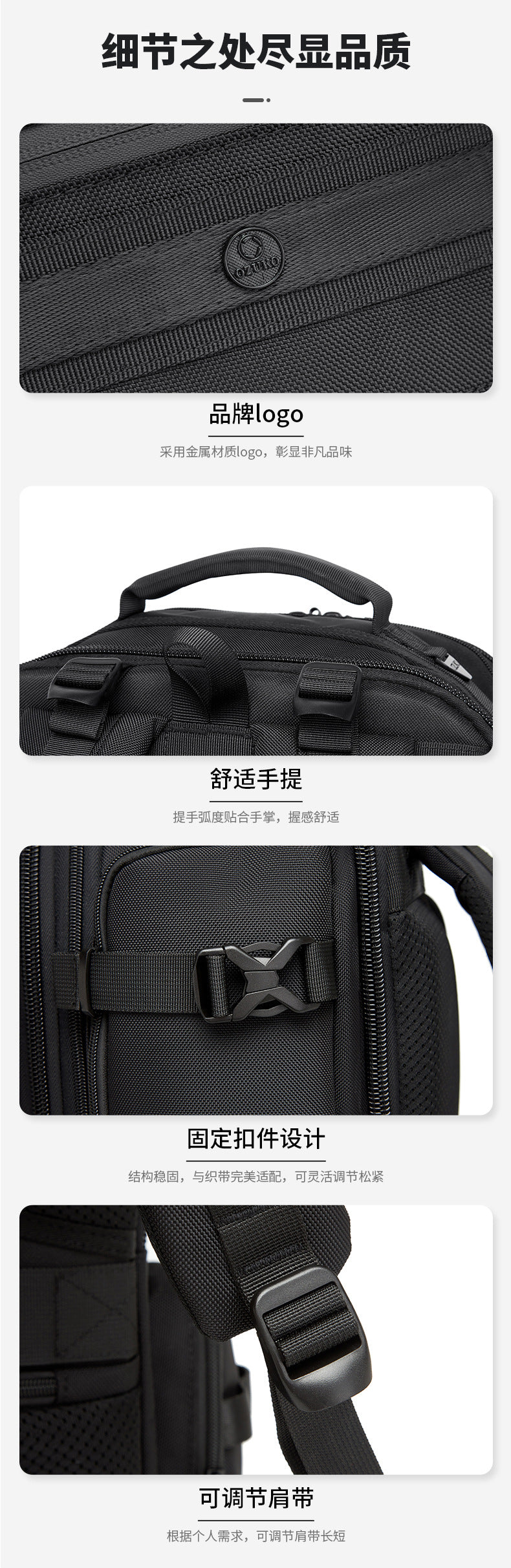 OZUKO Multifunctional Backpack Men's Large Capacity Backpack 3-in-1 detachable outdoor sports travel bag