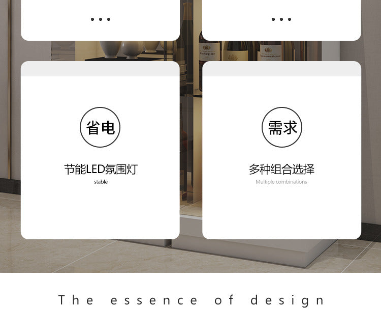 All-Glass Wine Cabinet Living Room Wall-Mounted Sideboard Modern Simple Light Luxury Small Red Wine Transparent Collection Figurine Display Cabinet