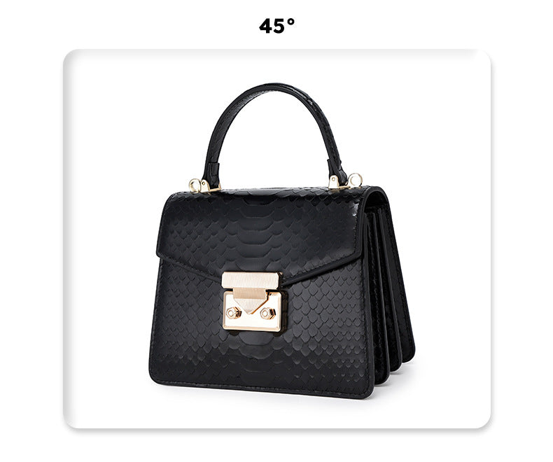 Snake Pattern Kelly Bag Niche Versatile Handbag High-Quality Fashion Women's Bag Light Luxury Single Shoulder Crossbody Women's Bag