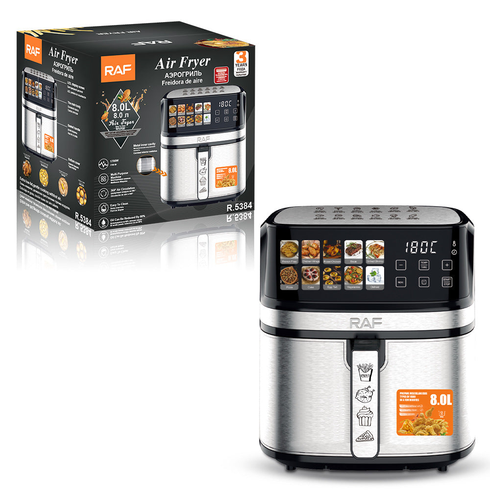 RAF European Standard8L Multifunctional Household Electric Fryer Visual Intelligent Touch Screen Oil-free Air Fryer Large Capacity