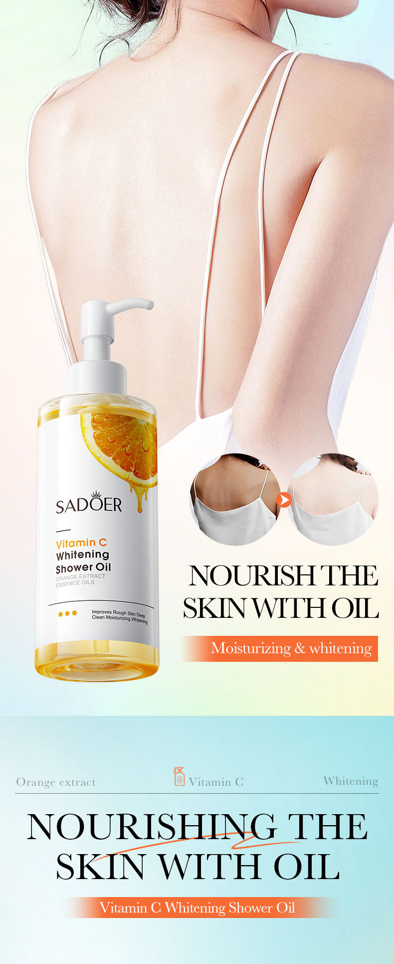 All English Vitamins C Whitening Bath Oil SADOER Deep Cleansing Body Wash  Wholesale