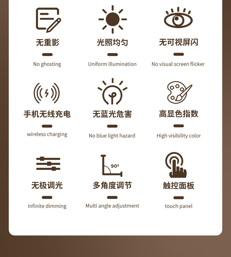 Study-Specific Eye Protection Desk Lamp with Smart Wireless Charging and Foldable Night Light for Dormitory LED Student Reading Gift Lamp