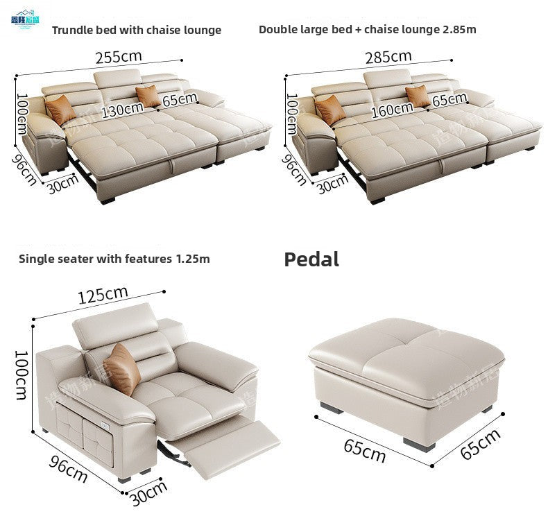Factory Direct Sale Top Layer Cowhide Multifunctional Wall-Mounted Electric Functional Sofa Space Capsule Simple Modern Living Room Sofa