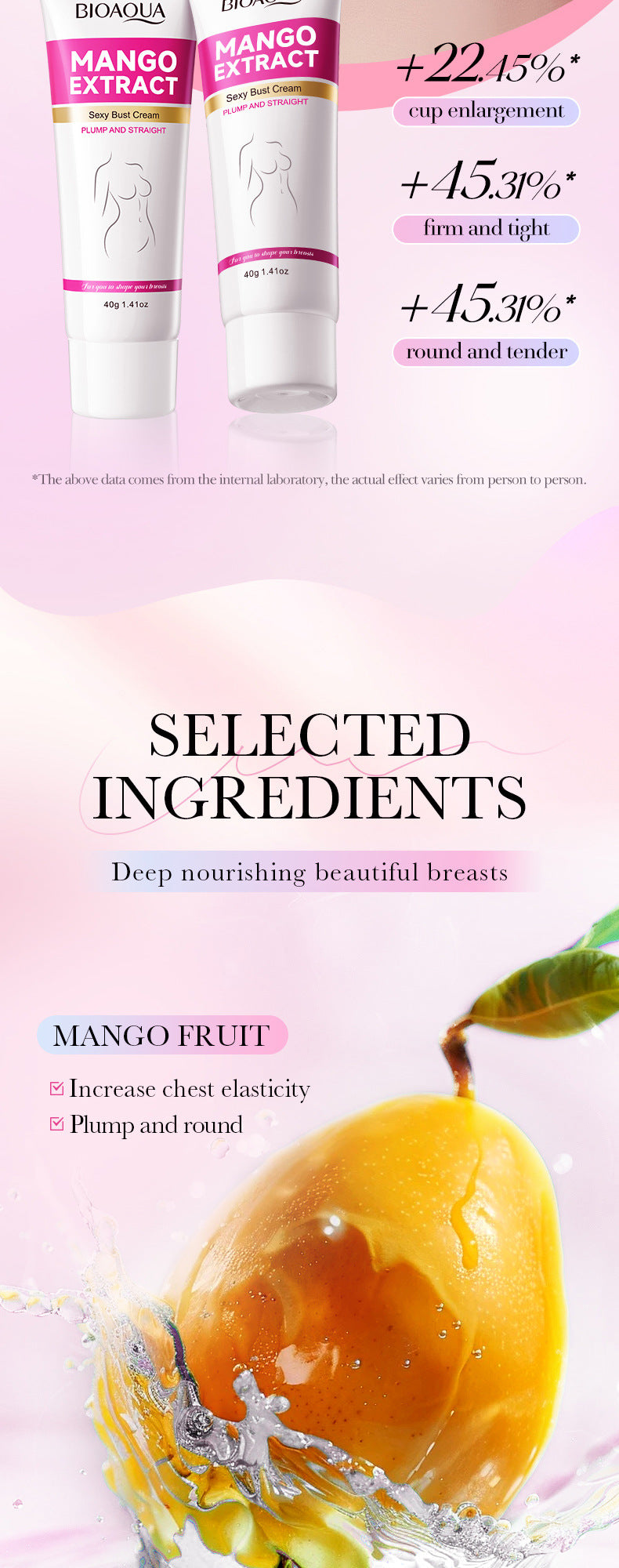 Full English Mango Breast Enhancement Cream40g BIOAOUA Breast Firming and Plumping Massage Care  Wholesale