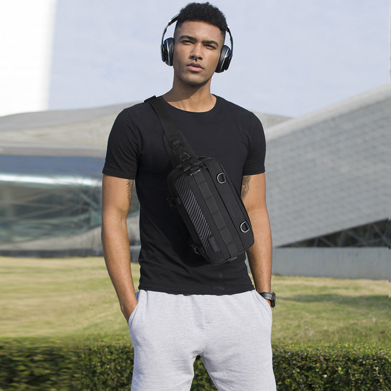 OZUKO Tactical Waist Bag Men's Crossbody Bag Multifunctional waterproof outdoor sports trendy brand portable bag