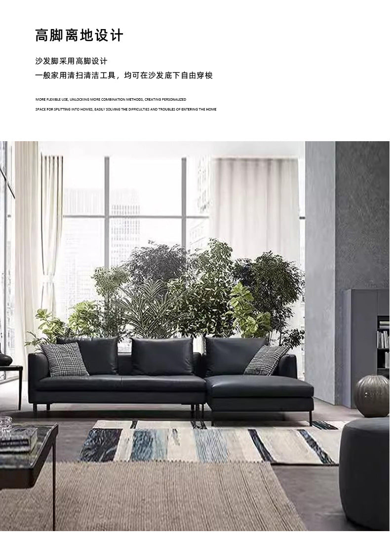 Italian Minimalist Genuine Leather Sofa Light Luxury Simple Modern Latex Nordic Down Living Room Combination Small Apartment Sofa Shipping and tax not included