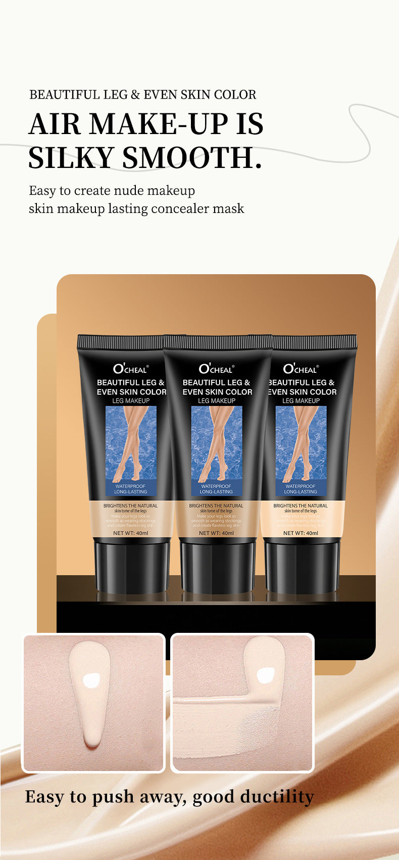 Makeup European and American Concealer Leg Cream Waterproof Even Skin Tone Tanning Cream Stocking Cream Leg Care Moisturizer